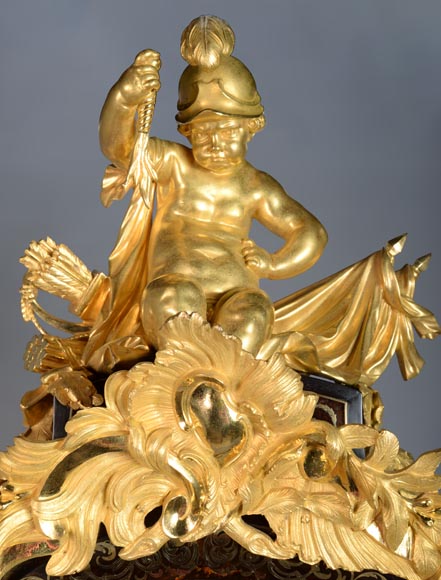 Jacques THURET (1669-1738) - Astronomical clock in a Boulle marquetry box attributed to Alfred-Emmanuel BEURDELEY (1847-1919) - Old collection of the duke of Mouchy Jacques THURET (1669-1738) - Astronomical clock in a Boulle marquetry box attributed to Alfred-Emmanuel BEURDELEY (1847-1919) - Old collection of the duke of Mouchy-3