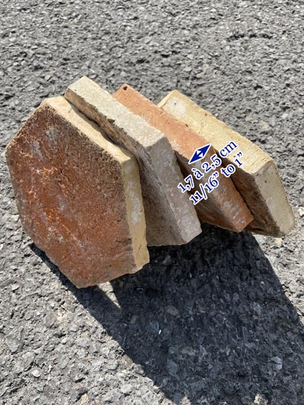 Lot of 4.7 m² of antique hexagonal terracotta tiles, 19th century Lot of 4.7 m² of antique hexagonal terracotta tiles, 19th century-3