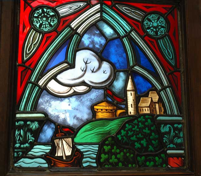 Neo-Gothic stained glass window peasant dance Neo-Gothic stained glass window peasant dance-1