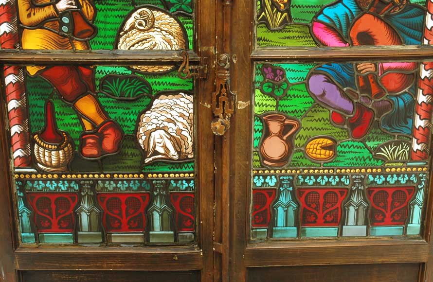 Neo-Gothic stained glass window peasant dance Neo-Gothic stained glass window peasant dance-4