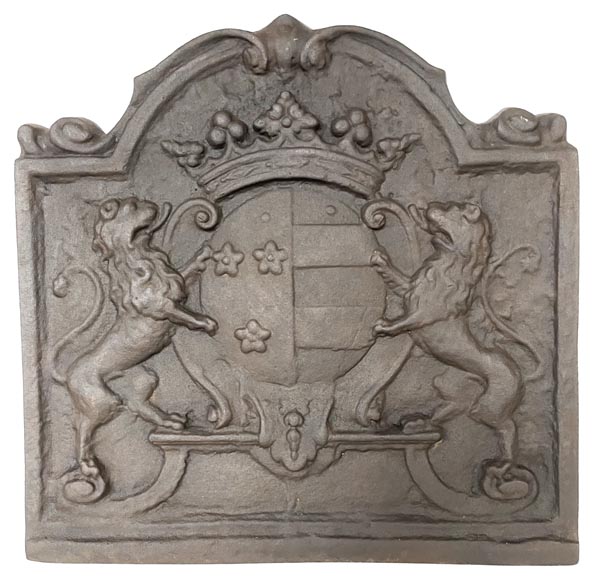 Fireback with wedding coat of arms, 19th century Fireback with wedding coat of arms, 19th century-0