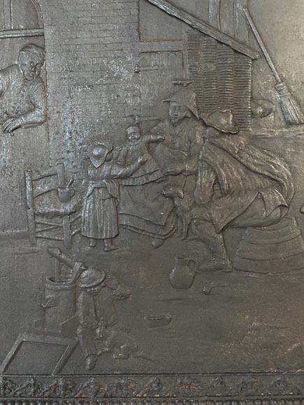 Fireback with peasant scene décor Fireback with peasant scene décor-1