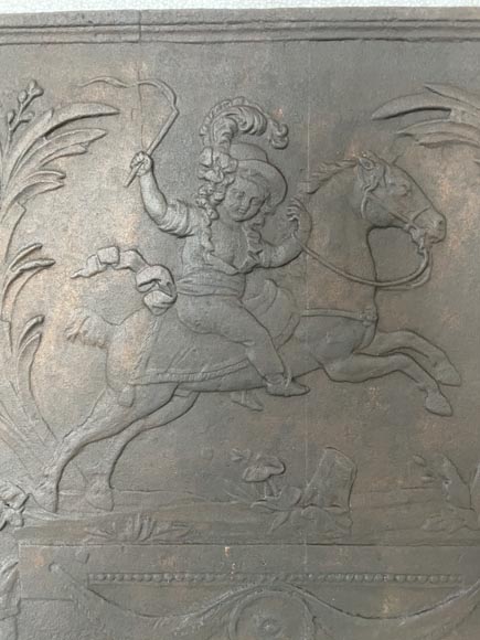 Antique fireback with rider Antique fireback with rider-3