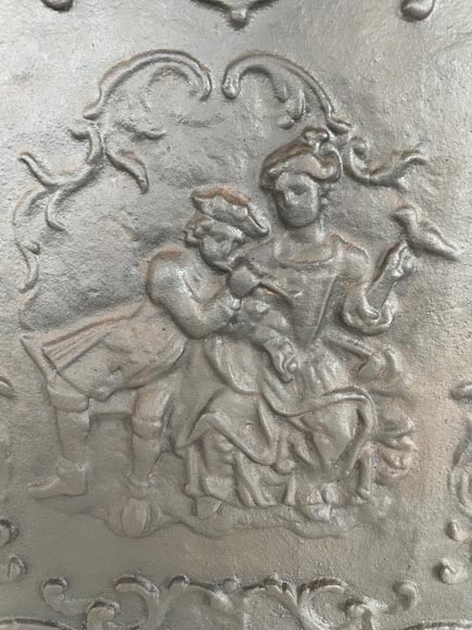 Louis XV style fireback decorated with a gallant scene Louis XV style fireback decorated with a gallant scene-5