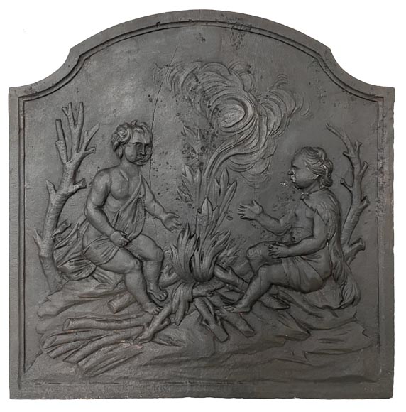 Small fireback with peasants by the fire Small fireback with peasants by the fire-0