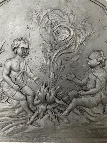 Small fireback with peasants by the fire Small fireback with peasants by the fire-1