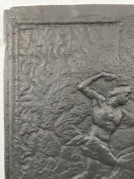 Cast iron fireback decorated with a chariot of Apollo Cast iron fireback decorated with a chariot of Apollo-3