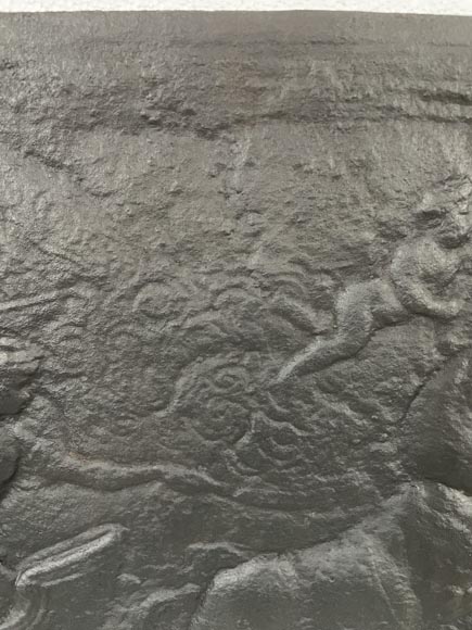 Cast iron fireback decorated with a chariot of Apollo Cast iron fireback decorated with a chariot of Apollo-4