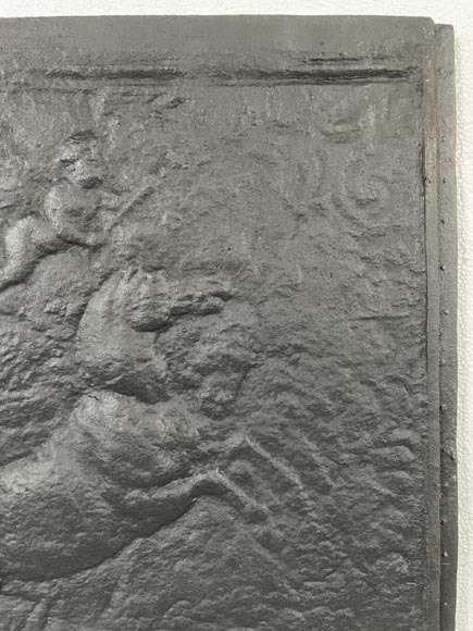 Cast iron fireback decorated with a chariot of Apollo Cast iron fireback decorated with a chariot of Apollo-5