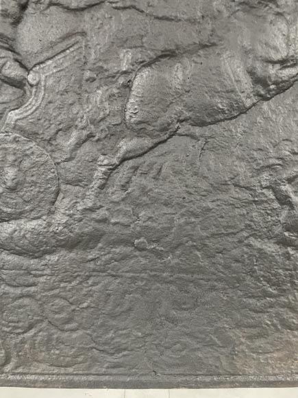 Cast iron fireback decorated with a chariot of Apollo Cast iron fireback decorated with a chariot of Apollo-7