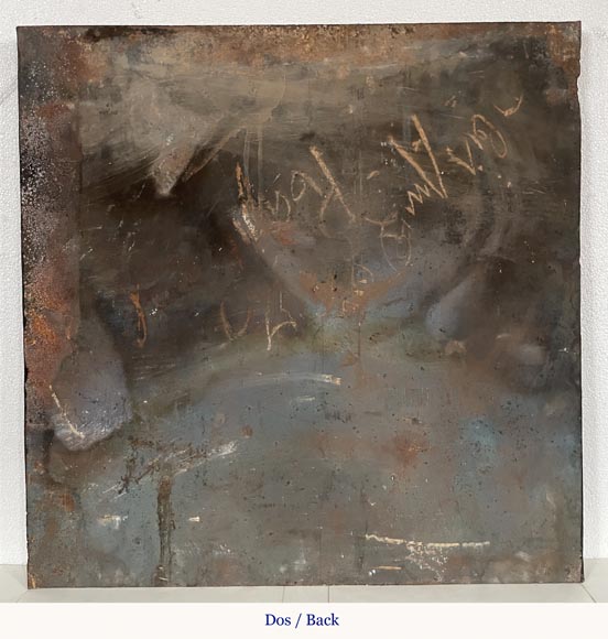 Cast iron fireback decorated with a chariot of Apollo Cast iron fireback decorated with a chariot of Apollo-9