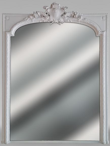 Large Regence style trumeau in painted wood and stucco, late 19th century Large Regence style trumeau in painted wood and stucco, late 19th century-0