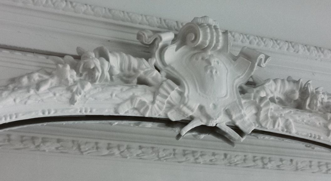 Large Regence style trumeau in painted wood and stucco, late 19th century Large Regence style trumeau in painted wood and stucco, late 19th century-2