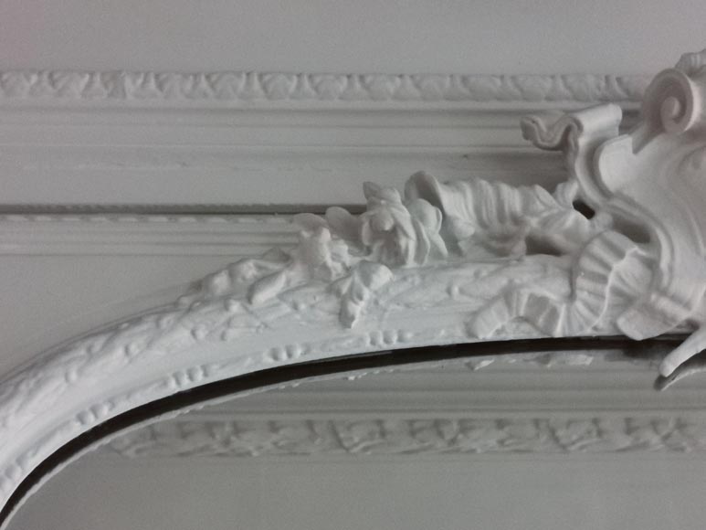 Large Regence style trumeau in painted wood and stucco, late 19th century Large Regence style trumeau in painted wood and stucco, late 19th century-3