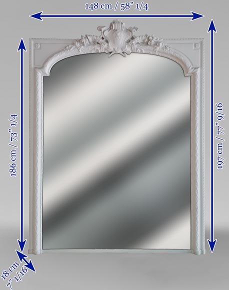 Large Regence style trumeau in painted wood and stucco, late 19th century Large Regence style trumeau in painted wood and stucco, late 19th century-6