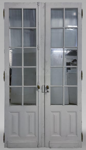 Series of three double wood doors with glasses Series of three double wood doors with glasses-1