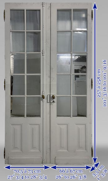 Series of three double wood doors with glasses Series of three double wood doors with glasses-13