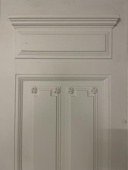 Important door with four leaves paneled decoration and small roses Important door with four leaves paneled decoration and small roses-3