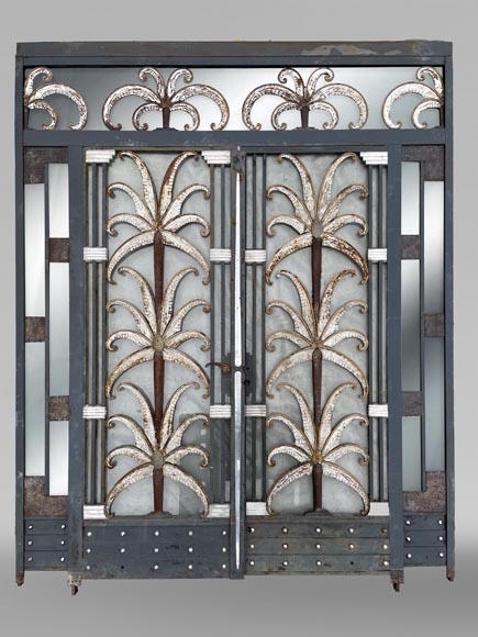 Armand Albert RATEAU (création) Baguès FRÈRES (exécution) double-porte Art déco en fer forgé polychrome au décor de palmiers, après 1925 Armand Albert RATEAU (création) Baguès FRÈRES (exécution) double-porte Art déco en fer forgé polychrome au décor de palmiers, après 1925-0