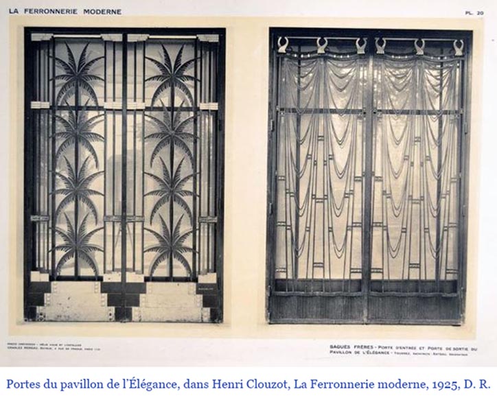 Armand Albert RATEAU (création) Baguès FRÈRES (exécution) double-porte Art déco en fer forgé polychrome au décor de palmiers, après 1925 Armand Albert RATEAU (création) Baguès FRÈRES (exécution) double-porte Art déco en fer forgé polychrome au décor de palmiers, après 1925-3