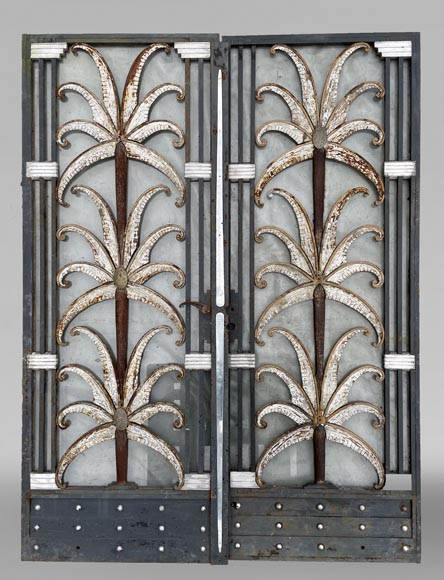 Armand Albert RATEAU (création) Baguès FRÈRES (exécution) double-porte Art déco en fer forgé polychrome au décor de palmiers, après 1925 Armand Albert RATEAU (création) Baguès FRÈRES (exécution) double-porte Art déco en fer forgé polychrome au décor de palmiers, après 1925-4