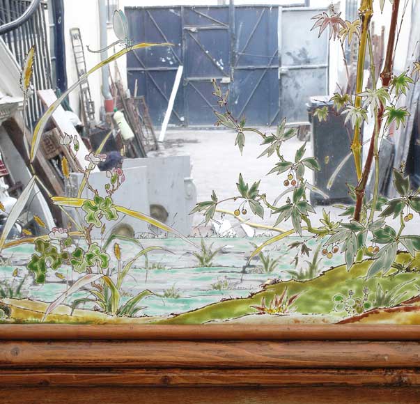 Stained glass window with grey heron Stained glass window with grey heron-5