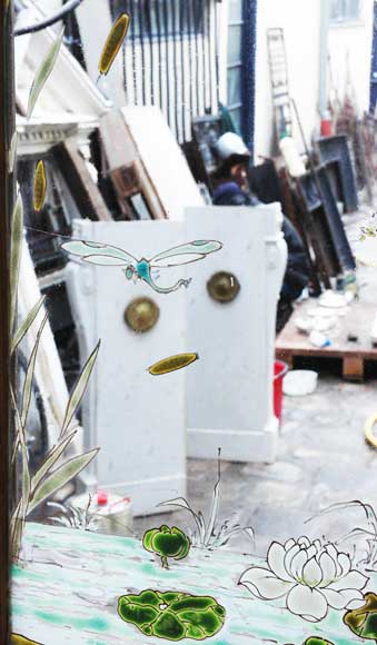 Stained glass window with grey heron Stained glass window with grey heron-7