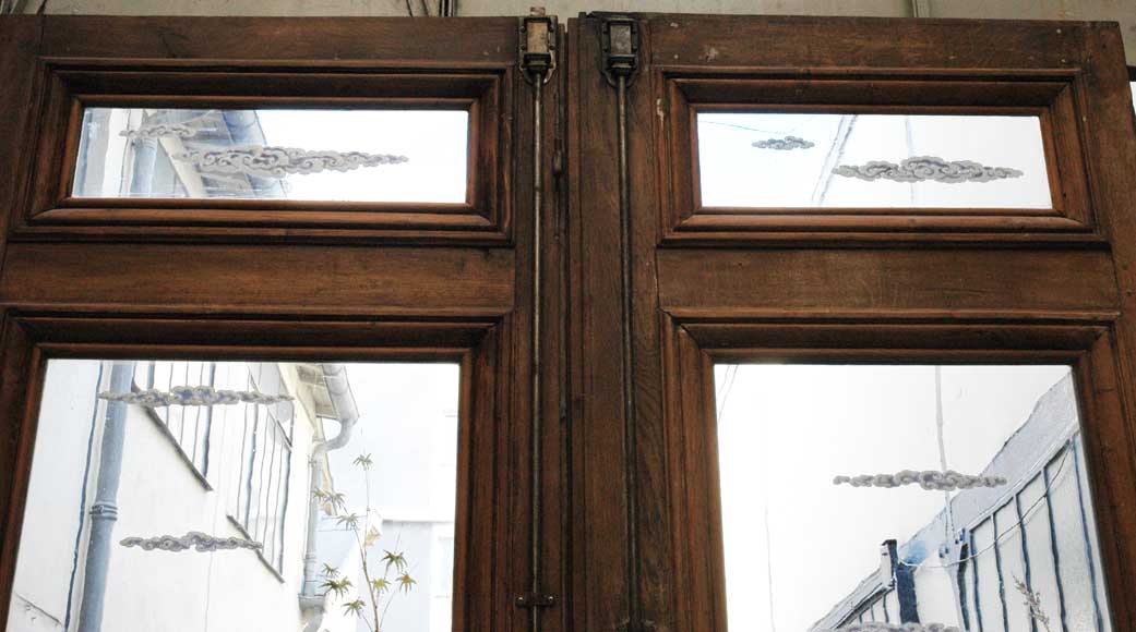 Stained glass window with grey heron Stained glass window with grey heron-8