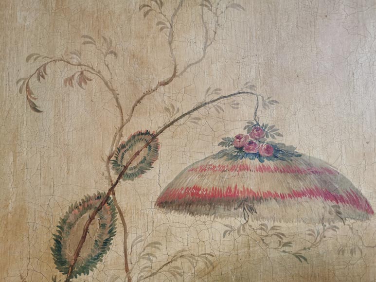Series of three curved and painted panels with Chinoiseries decoration Series of three curved and painted panels with Chinoiseries decoration-3