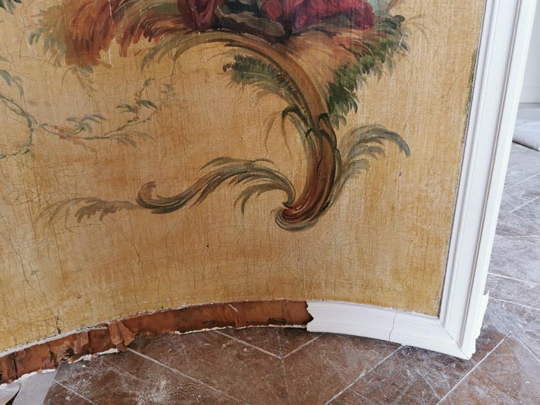 Series of three curved and painted panels with Chinoiseries decoration Series of three curved and painted panels with Chinoiseries decoration-6