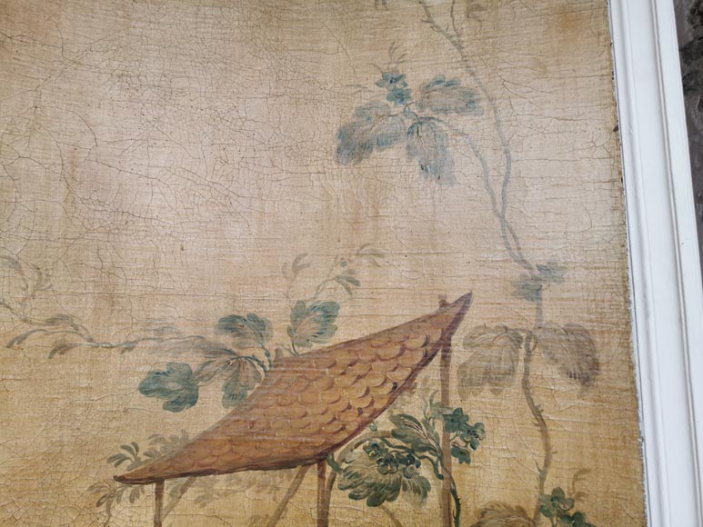 Series of three curved and painted panels with Chinoiseries decoration Series of three curved and painted panels with Chinoiseries decoration-9