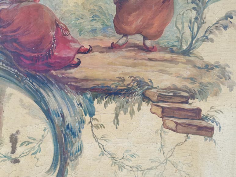 Series of three curved and painted panels with Chinoiseries decoration Series of three curved and painted panels with Chinoiseries decoration-18