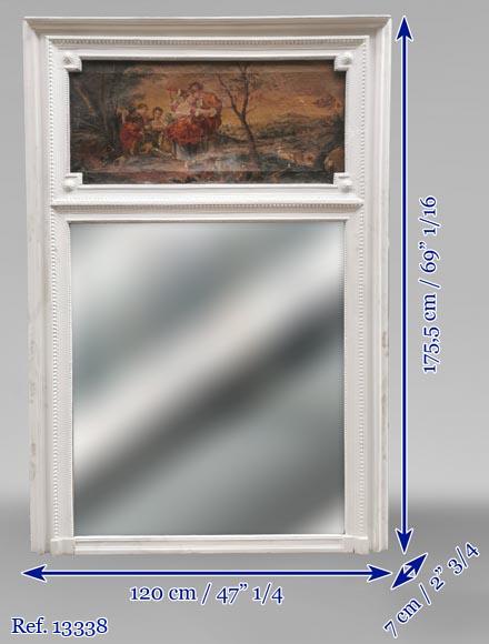 Small Louis XVI style trumeau with an oil on canva depicting a romantic scene Small Louis XVI style trumeau with an oil on canva depicting a romantic scene-8