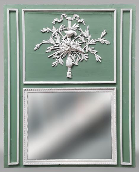 Small Louis XVI period trumeau with a Summer allegory in sculpted and painted wood Small Louis XVI period trumeau with a Summer allegory in sculpted and painted wood-0