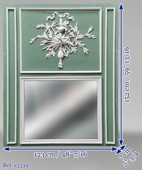 Small Louis XVI period trumeau with a Summer allegory in sculpted and painted wood Small Louis XVI period trumeau with a Summer allegory in sculpted and painted wood-7