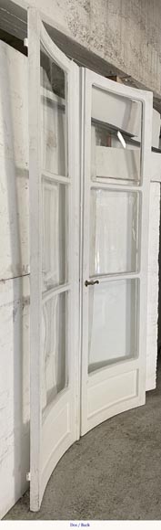 Curved double door in painted wood with panes Curved double door in painted wood with panes-7