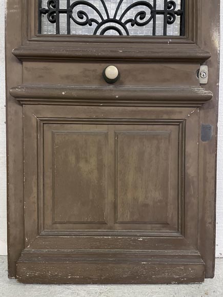 Oak front door with glass opening and wrought iron, 20th century Oak front door with glass opening and wrought iron, 20th century-2