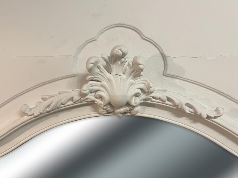 Louis XV style trumeau of painted in white wood with a shell Louis XV style trumeau of painted in white wood with a shell-2