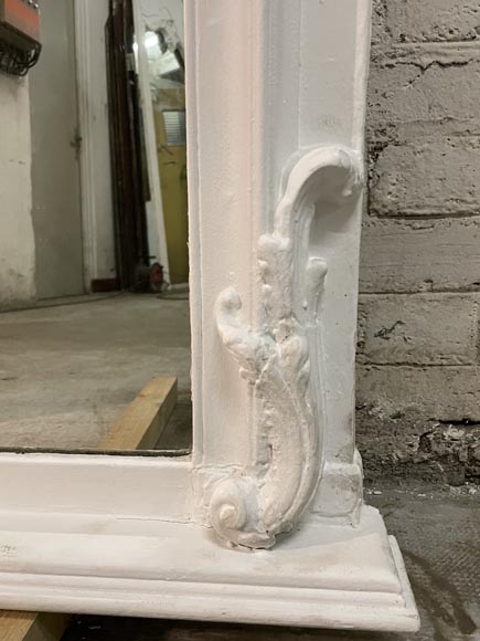 Louis XV style trumeau of painted in white wood with a shell Louis XV style trumeau of painted in white wood with a shell-8