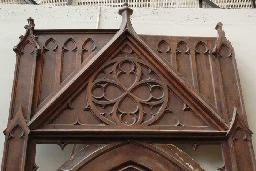 Neo-Gothic oak and walnut door  Neo-Gothic oak and walnut door -1