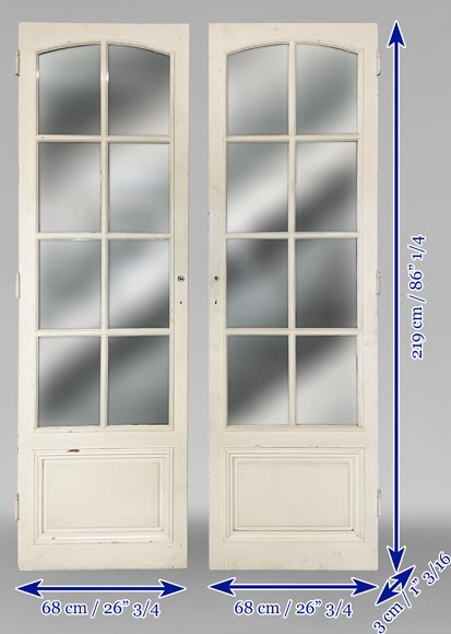 Pair of simple doors with a mirror on one side Pair of simple doors with a mirror on one side-6
