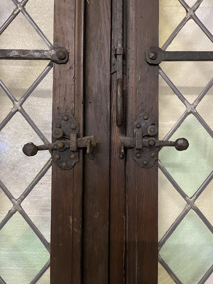 Double door in oak and stained glass, 20th century Double door in oak and stained glass, 20th century-10
