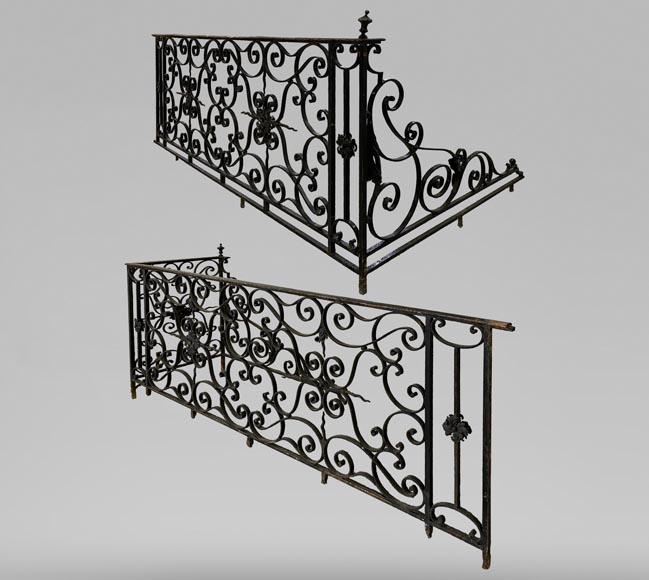 Two wrought iron guardrails, 19th century Two wrought iron guardrails, 19th century-0