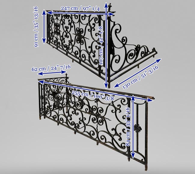 Two wrought iron guardrails, 19th century Two wrought iron guardrails, 19th century-11