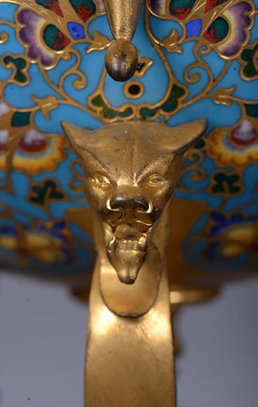 Louis - Constant SEVIN & Ferdinand BARBEDIENNE - Beautiful pair of ornament vases in bronze and  cloisonne enamel, circa 1862 Louis - Constant SEVIN & Ferdinand BARBEDIENNE - Beautiful pair of ornament vases in bronze and  cloisonne enamel, circa 1862-12