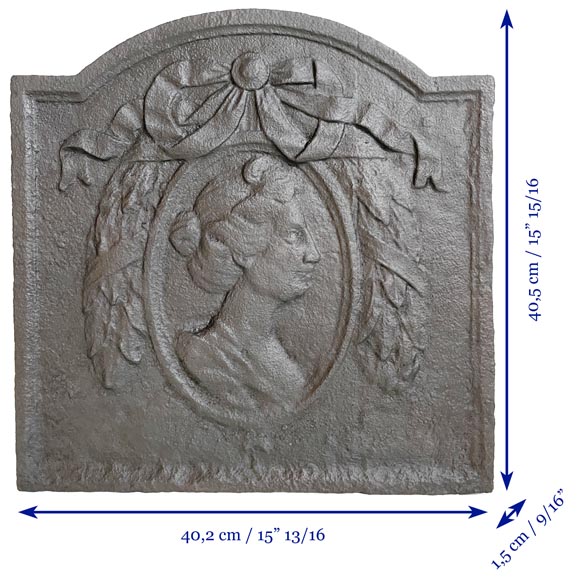 Louis XVI style fireback with a woman profile Louis XVI style fireback with a woman profile-7
