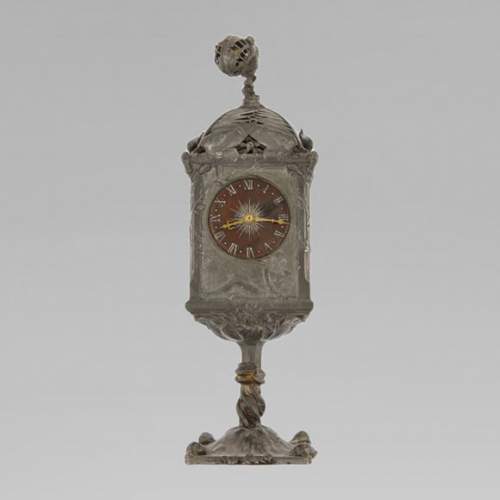 Jules BRATEAU, four-sided clock on a high square base