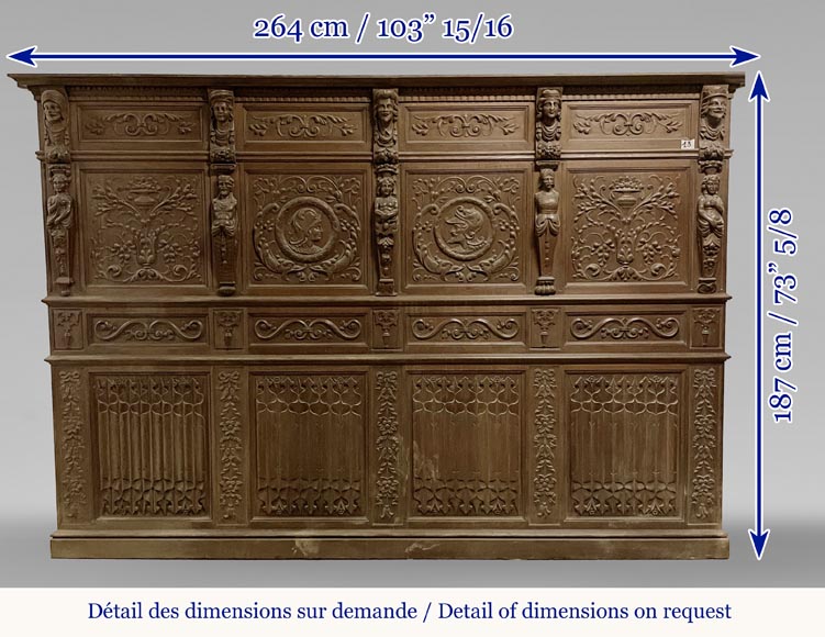Elements of paneled room foundations in oak in Neo-Renaissance style Elements of paneled room foundations in oak in Neo-Renaissance style-14