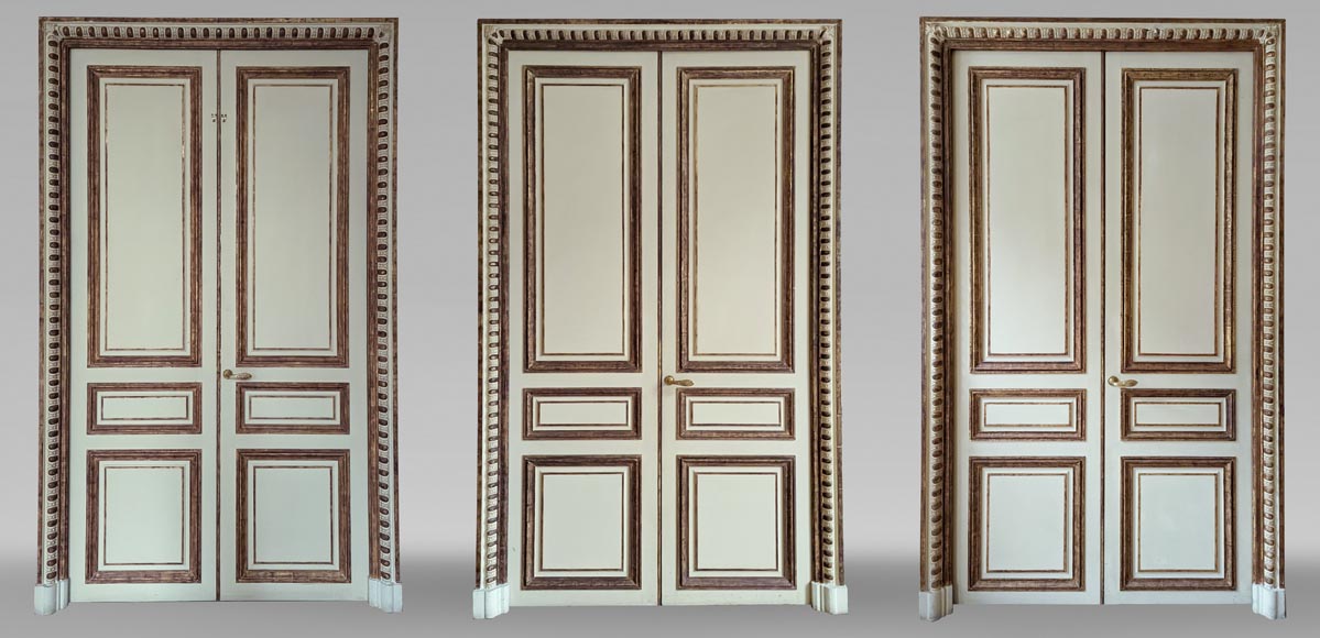 Lot of three moulded double doors, 19th century Lot of three moulded double doors, 19th century-0