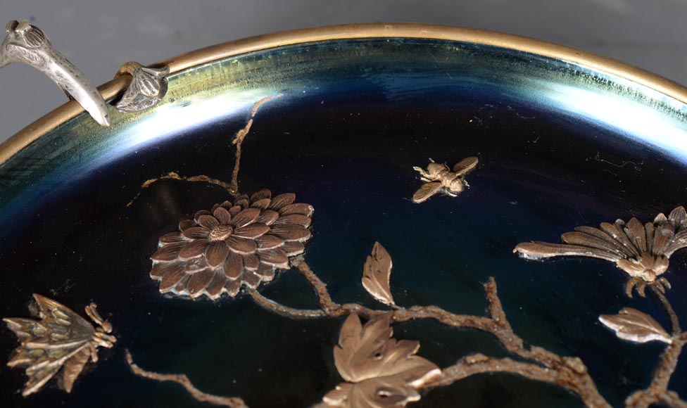 Maison GIROUX and Ferdinand DUVINAGE - Exceptional and rare cup with waders with iridescent glass and electroplated decor, circa 1870-1880 Maison GIROUX and Ferdinand DUVINAGE - Exceptional and rare cup with waders with iridescent glass and electroplated decor, circa 1870-1880-4